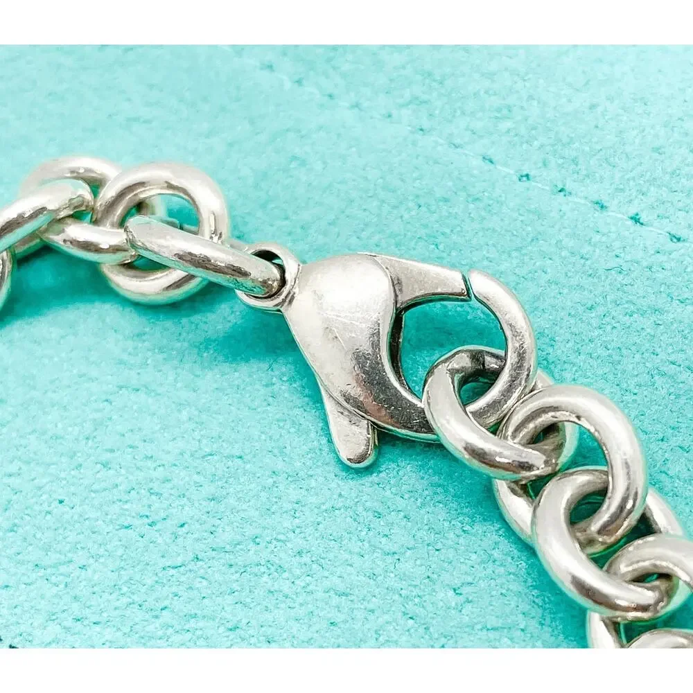 Tiffany & Co. Hallmarked Sterling Silver Oval Link Bracelet 6.75" w/ Pouch - Picture 5 of 10